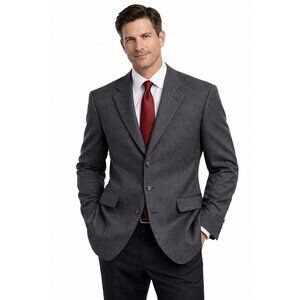 LAUREN RALPH LAUREN jacket blazer sport coat windowpane plaid 100% wool gray 42L